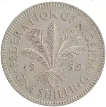 Монета шиллинг Нигерии 1959 года Медно-никель Елизавета II