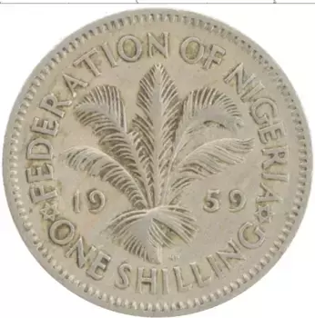 Монета шиллинг Нигерии 1959 года Медно-никель