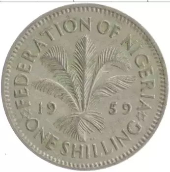 Монета шиллинг Нигерии 1959 года Медно-никель Елизавета II