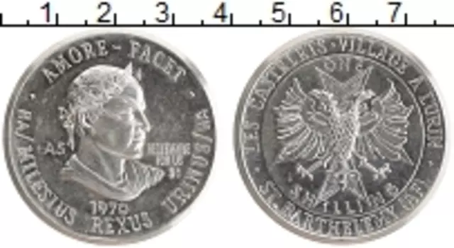 Монета шиллинг Сен-Бартельми 1970 года Посеребрение UNUSUAL