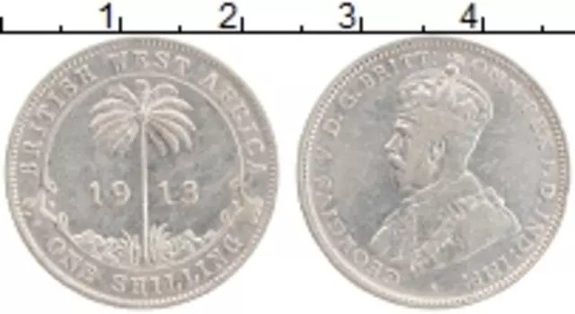 Монета шиллинг Западной Африки 1913 года Серебро Георг V