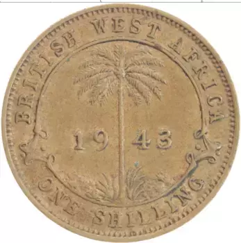 Монета шиллинг Западной Африки 1943 года Латунь Георг VI
