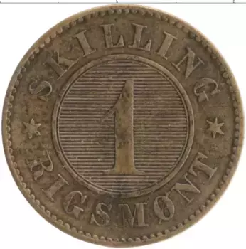 Монета скиллинг Дании 1856 года Бронза Фредерик VII