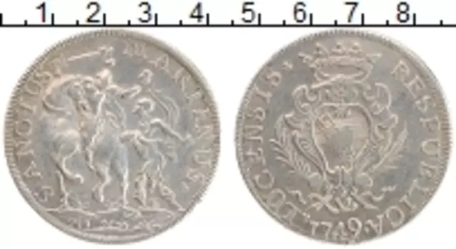 Монета скудо Лукки 1749 года Серебро