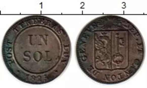 Монета соль Женевы 1825 года Серебро