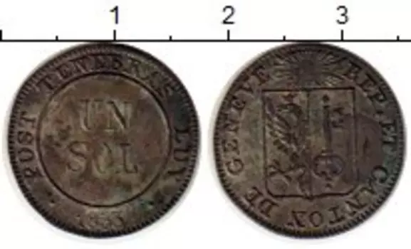 Монета соль Женевы 1833 года Серебро
