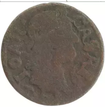 Монета солид Польши 1667 года Медь Ян II Казимир