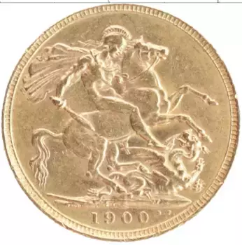 Монета соверен Англии 1900 года Золото Виктория
