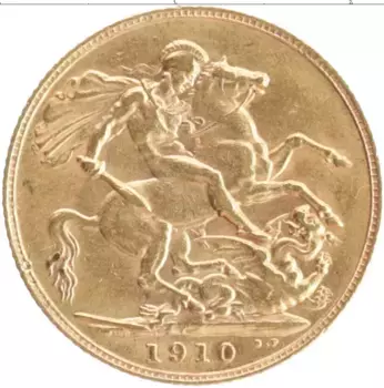 Монета соверен Англии 1910 года Золото Эдуард VII (КМ# 805 Проба 917