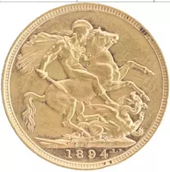 Монета соверен Австралии 1894 года Золото Виктория