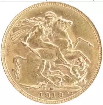 Монета соверен Австралии 1918 года Золото Георг V