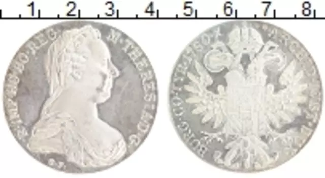 Монета талер Австрии 1780 года Серебро Рестрайк