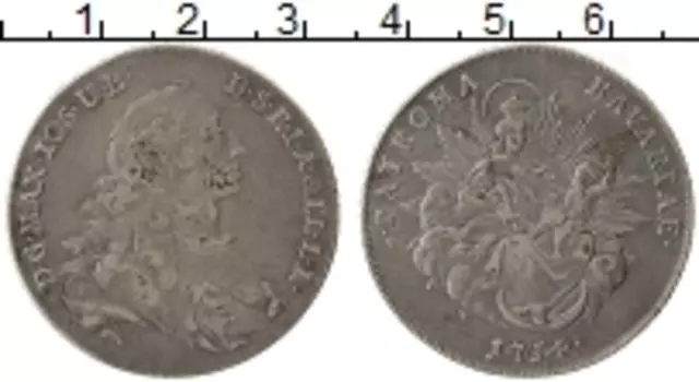 Монета талер Баварии 1754 года Серебро Максимильян