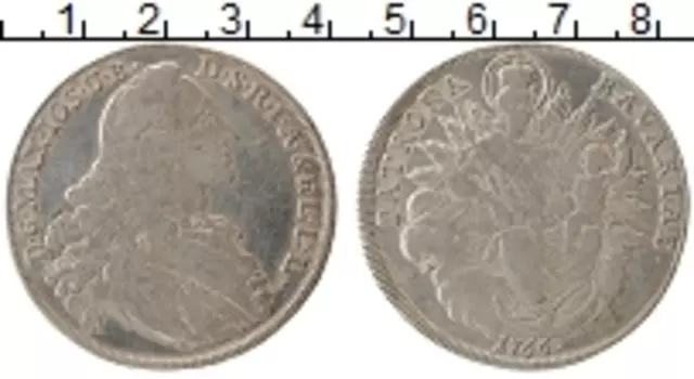 Монета талер Баварии 1766 года Серебро Реставрация