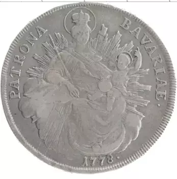 Монета талер Баварии 1778 года Серебро Карл Теодор