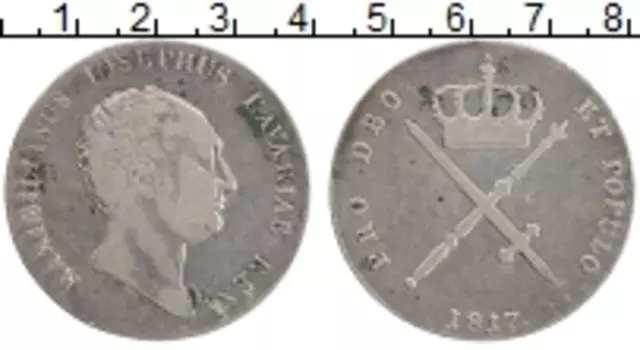 Монета талер Баварии 1817 года Серебро Максимилиан Иосиф