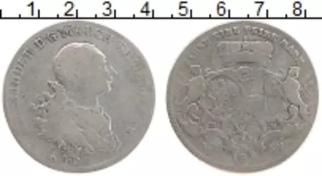 Монета талер Бранденбурга 1765 года Серебро Гербы