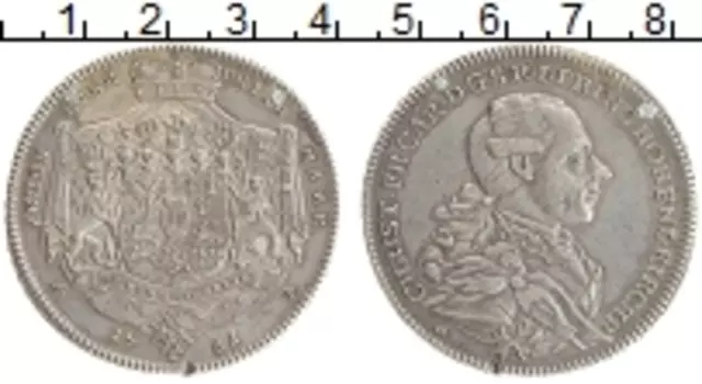Монета талер Гогенлоэ-Нойнштайна 1781 года Серебро Небольшой ремонт