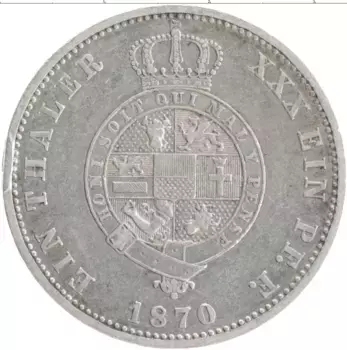 Монета талер Мекленбург-Стрелитца 1870 года Серебро А