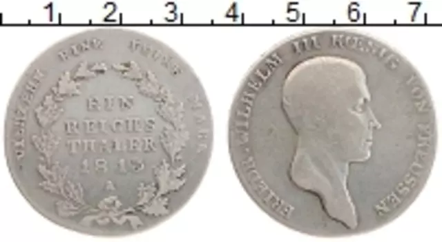 Монета талер Пруссии 1813 года Серебро А Фридрих Вильгельм III