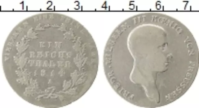 Монета талер Пруссии 1814 года Серебро Фридрих Вильгельм III