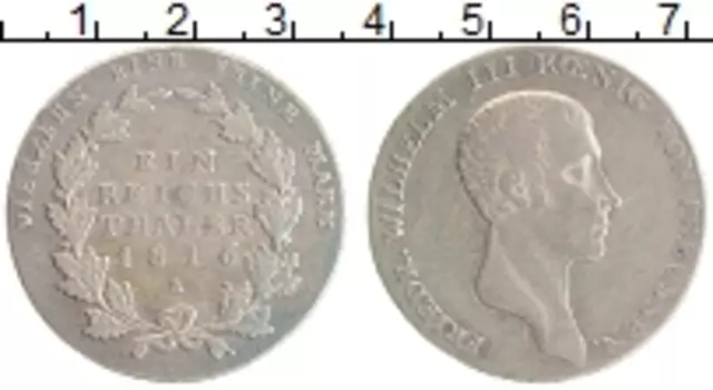 Монета талер Пруссии 1816 года Серебро Фридрих Вильгельм III A