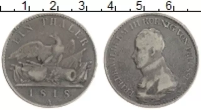 Монета талер Пруссии 1818 года Серебро А