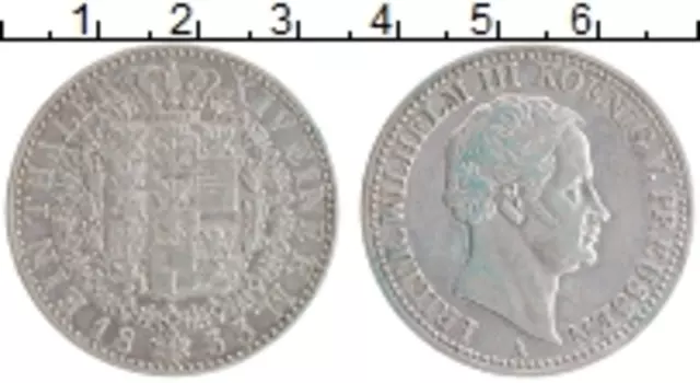 Монета талер Пруссии 1833 года Серебро Фридрих Вильгельм III А