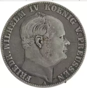 Монета талер Пруссии 1860 года Серебро Фридрих Вильгельм IV