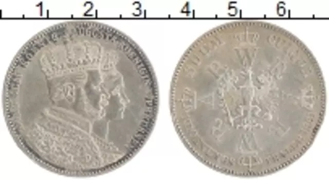 Монета талер Пруссии 1861 года Серебро Коронация Вильгельма и Августы