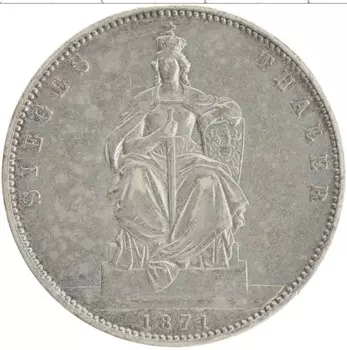 Монета талер Пруссии 1871 года Серебро Победа над Францией