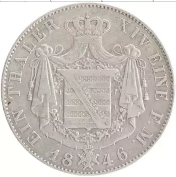 Монета талер Саксен-Кобург-Готты 1846 года Серебро Эрнст