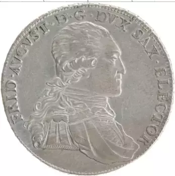Монета талер Саксонии 1793 года Серебро Фридрих Август