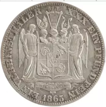 Монета талер Шаумбург-Липпе 1865 года Серебро Адольф Георг