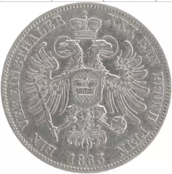 Монета талер Шварцбург-Рудольфштадта 1863 года Серебро Фридрих-Гюнтер