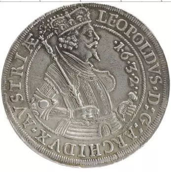 Монета талер Тироля 1632 года Серебро Леопольд