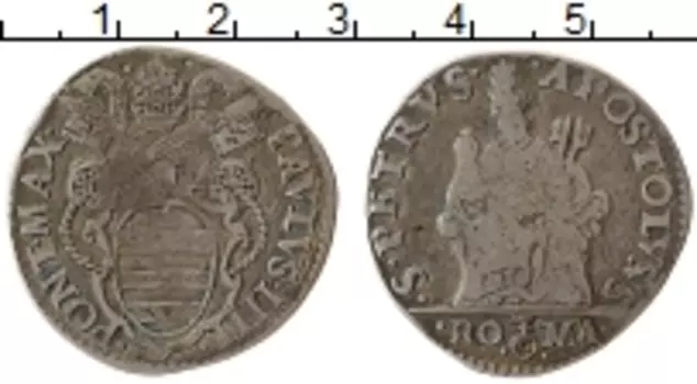 Монета тестон Ватикана 1555 года Серебро