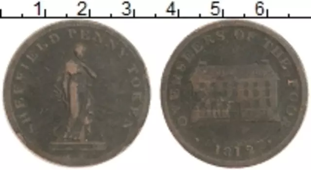 Монета токен Англии 1812 года Медь Разменный пенни