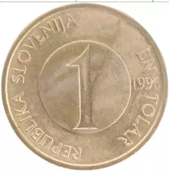 Монета толар Словении 1996 года Латунь