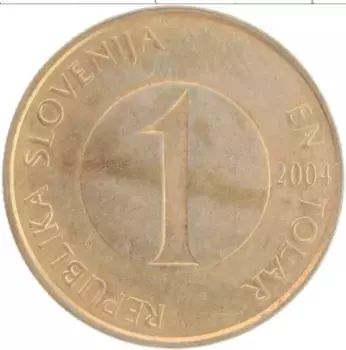 Монета толар Словении 2004 года Латунь