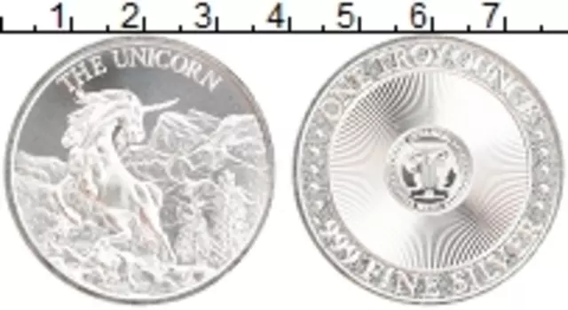 Монета унция Америки Серебро Единорог