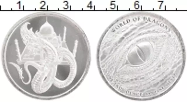 Монета унция Америки Серебро Мир драконов