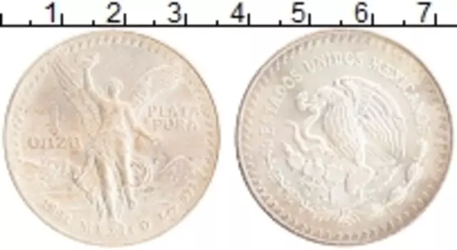 Монета унция Мексики 1991 года Серебро Богиня Ника