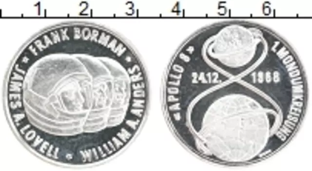 Монета Жетон Америки 1968 года Серебро Космос