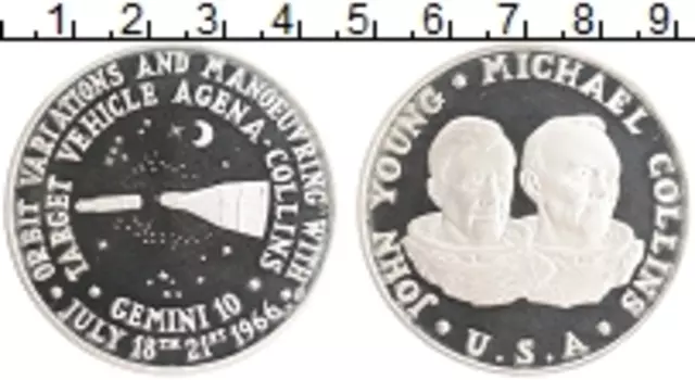 Монета Жетон Америки Серебро Освоение космоса серия Джемини