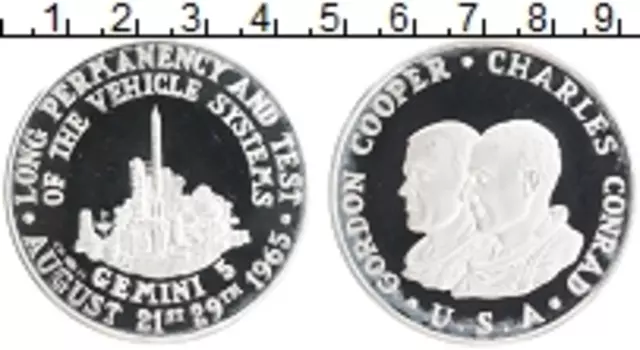 Монета Жетон Америки Серебро Освоение космоса серия Джемини