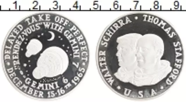 Монета Жетон Америки Серебро Освоение космоса серия Джемини