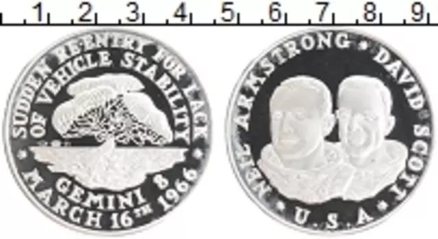Монета Жетон Америки Серебро Освоение космоса серия Джемини