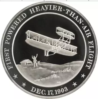 Монета Жетон Америки Серебро Первый полет братьев Райт 1903