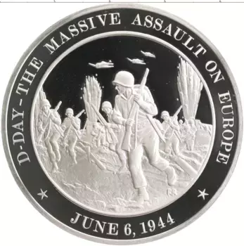 Монета Жетон Америки Серебро Высадка в Нормандии июнь 1944